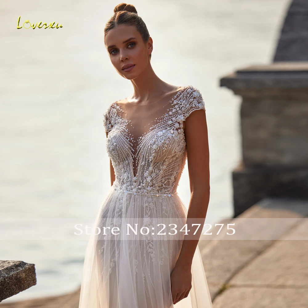 Loverxu Mermaid Sexy Wedding Dresses Sweetheart Cap Sleeve Vestido De Novia Lace Beaded Detachable Train Custom Made Bridal Gown