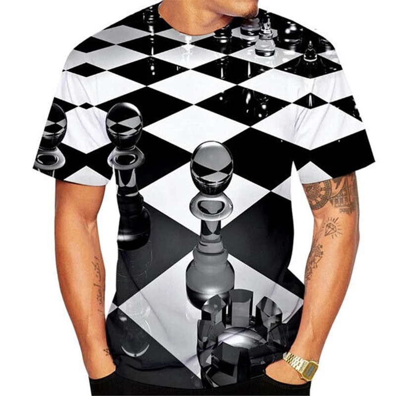 Mens Chess Graphic Tshirt Streetwear Full Print Womens Mens Short Sleeve Casual Tshirts Tops Summer Oversized Kids Chess Shirt