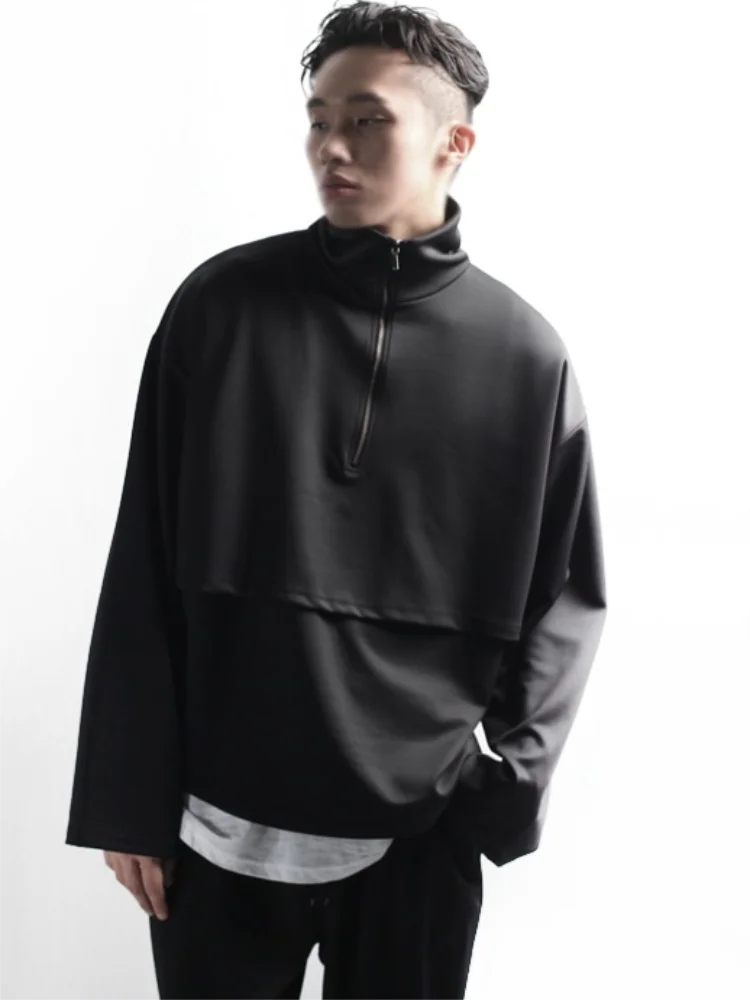 

Men's Hoodie Spring New Personality Stitching Design Fashion Harajuku High Street Casual Large Size High Collar Hoodie