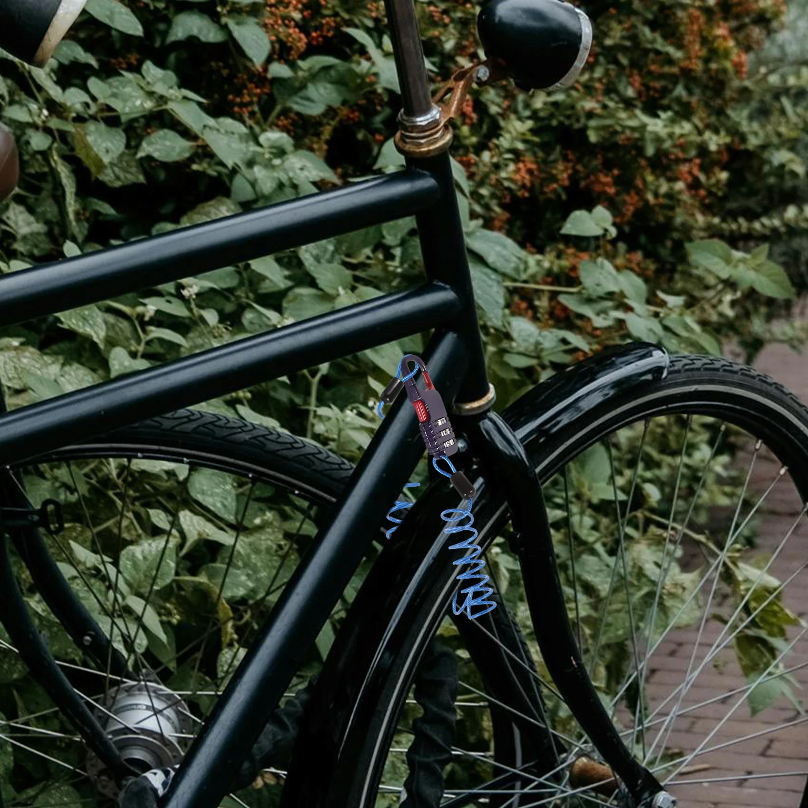 

Resettable Combination Cable Steel Chain Anti-Theft Bike Lock for Motorbike Scooter Travel Luggage Protection Black