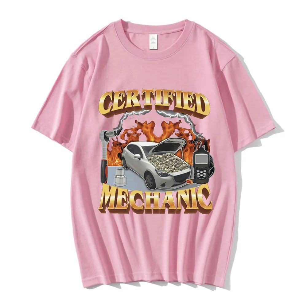 Certified Mechanic Meme Graphic T-Shirt Men Women's Fashion Hip Hop T-shirts 100% Cotton Casual Short Sleeve Oversized T Shirts image 4