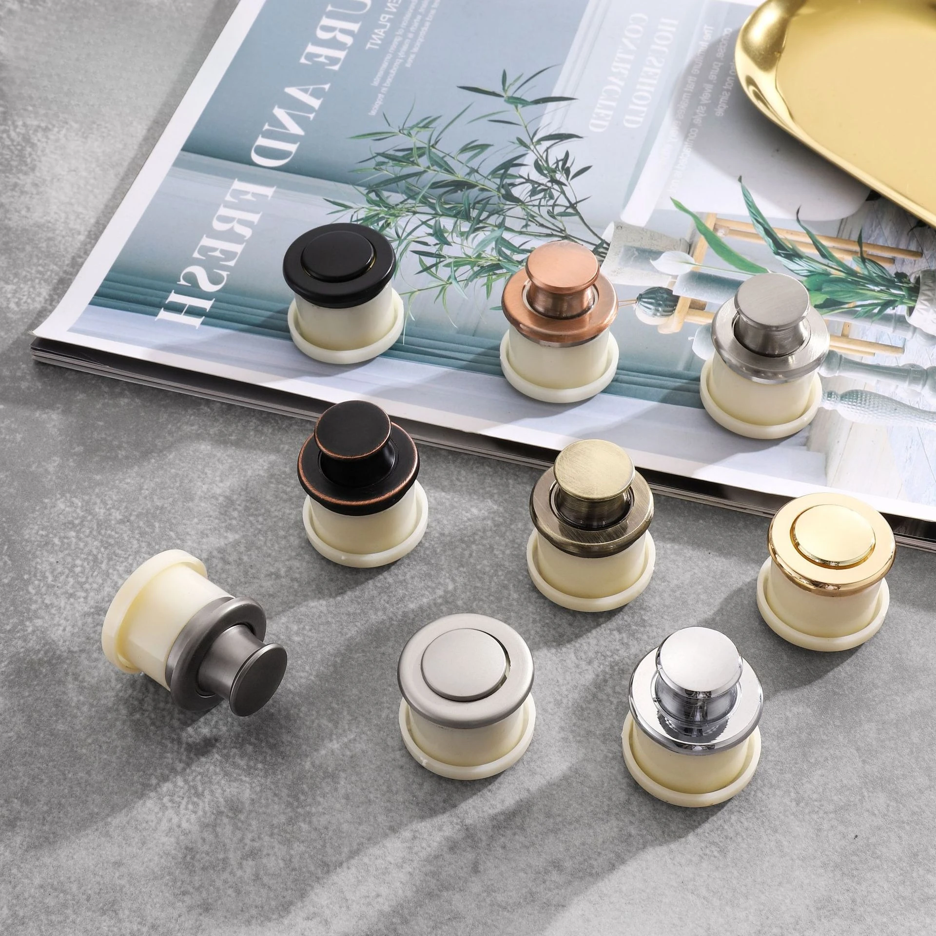 Modern Minimalist Hidden Door Handle Round Spring Push Button Invisible Drawer Cabinet Pull