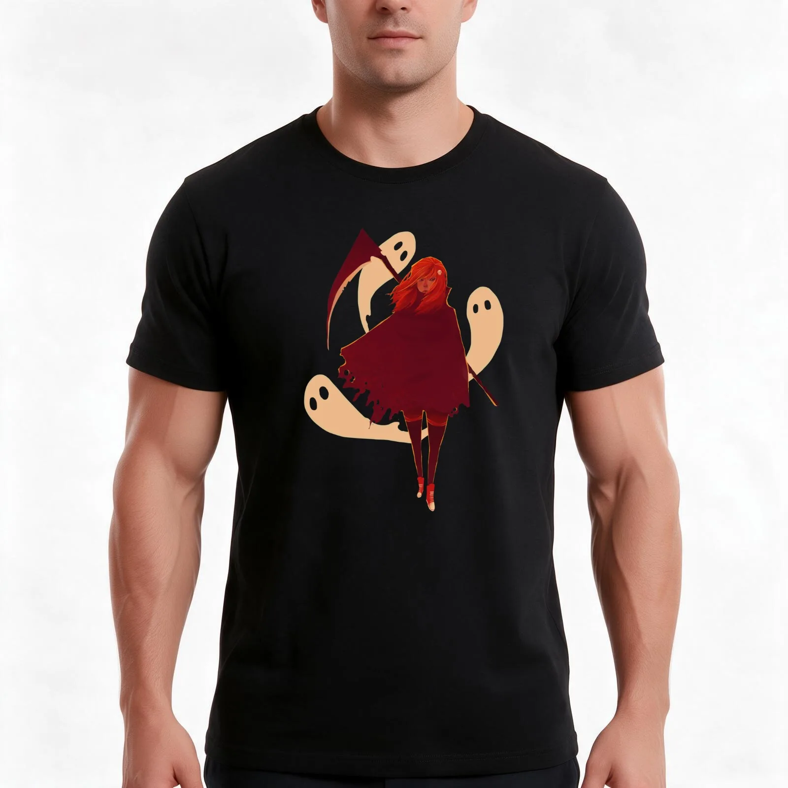 Reaper Girl in the Desert T-Shirt, Summer Casual Cotton Tee, Oversized Streetwear Tops, Vintage Graphic Print, Unisex Men Women