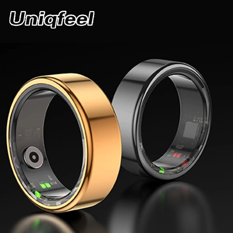 UNIQFEEL R02 cincin pintar Pria Wanita, Monitor oksigen detak jantung dan darah, pemantauan kesehatan, tahan air IP68 & 5ATM, Mode Multi-sport