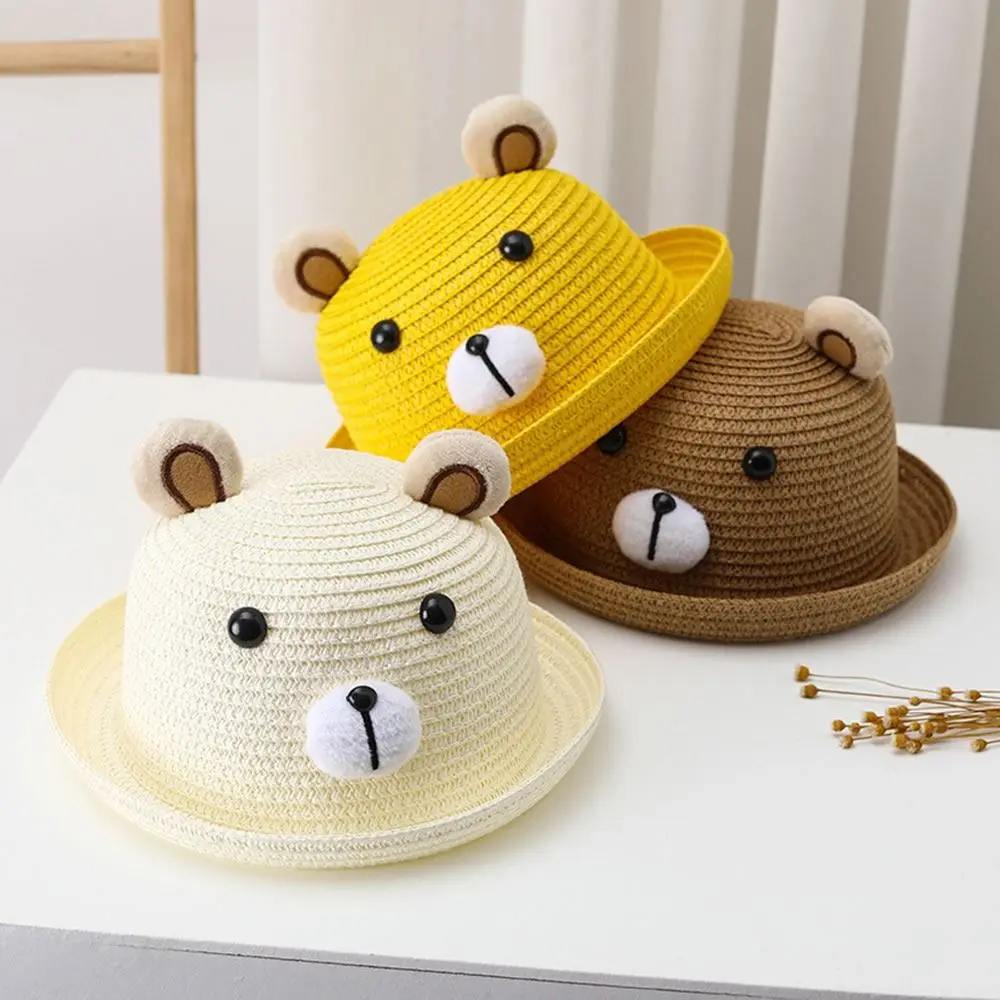 Outdoor Cute Kids Bucket Hat Breathable UV Protection Sun Cap Sunscreen Summer Straw Hat Children Boys Girls