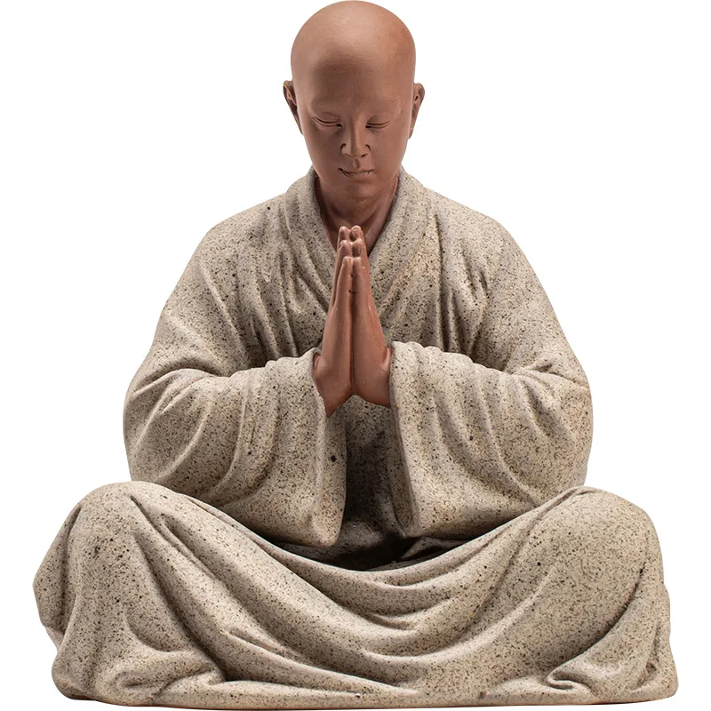 Zen Monk Buddha Statue Decorations Creative Home Accessories Study Desktop Living Room Office Ceramic Ornaments