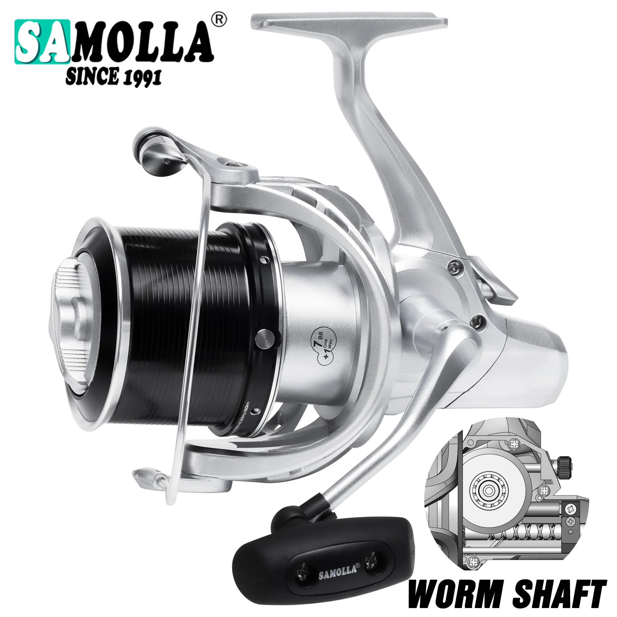 SAMOLLA Neue Angelrolle Spinning Starke Drag 20 kg Wurm Welle Pesca Meer Salzwasser Rollen Zubehör Lange Casting Spinnrad