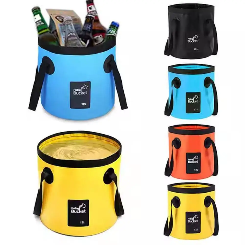 

Набор из 2 складных ведер по 12 л для кемпинга: портативное складное ведро-таз для улицы, путешествий, мытья, уборки, мойки автомобиля