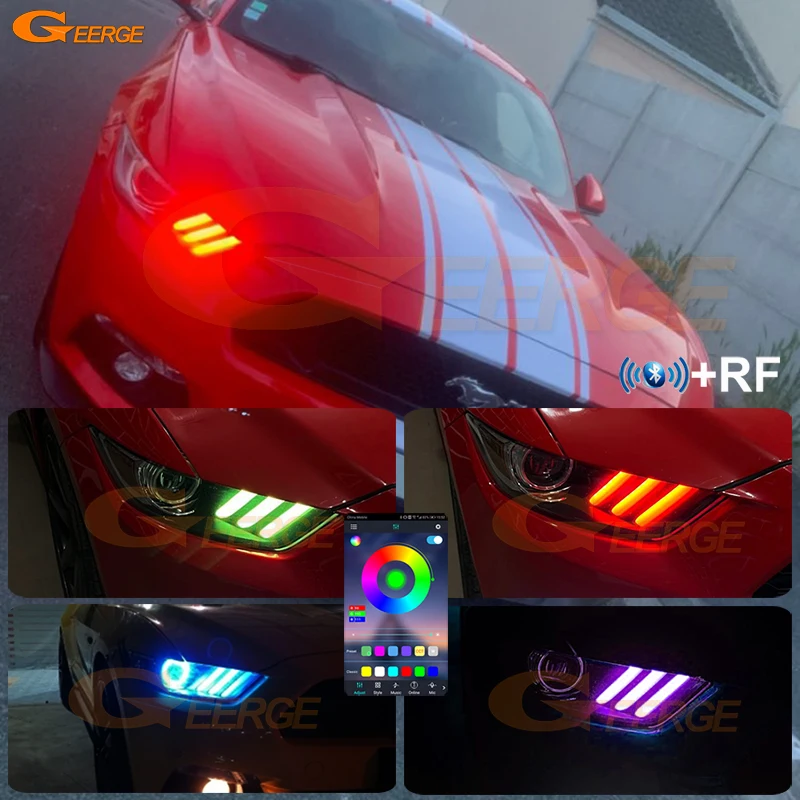 

Для Ford Mustang 2015 2016 2017 Bluetooth APP Ультра яркий многоцветный RGB светодиодный комплект «ангельские глазки» Halo Rings DRL Boards