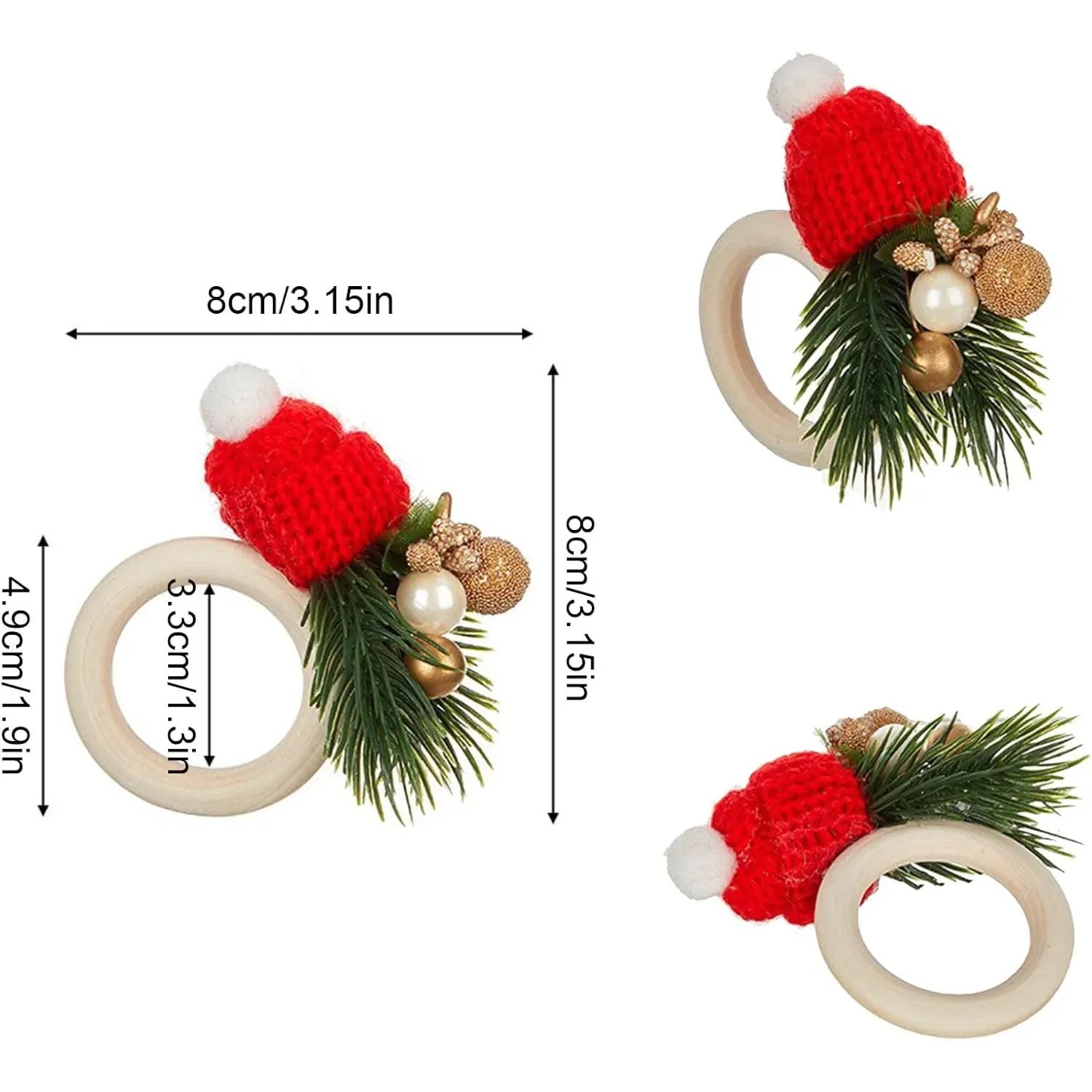 Tempat Serbet Natal dari Kayu, Topi Rajut Natal, Tempat Serbet Syal, Tempat Serbet Rustic Lucu untuk Makan Malam Natal dan Ulang Tahun