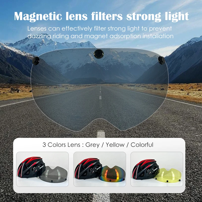 MOON Bike Helmet for Adult with Detachable Goggle Magnetic Visor Racing MTB Road Bicycle Cycling Helmet Ultralight