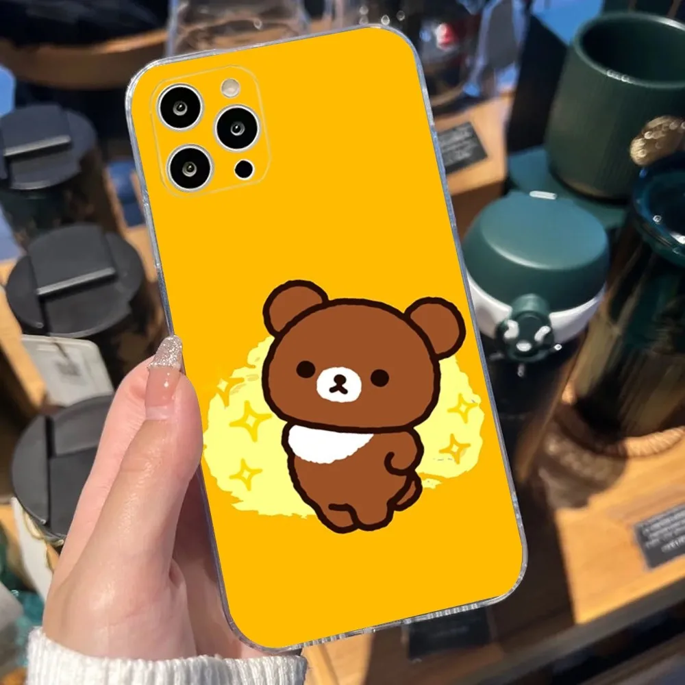 Cute R-Rilakkumas Bear Phone Case For iPhone Apple 15,14,13,12,Mini,11,Pro,Max,Plus,X,XR,XS,8,SE,2020,Plus Transparent Cover