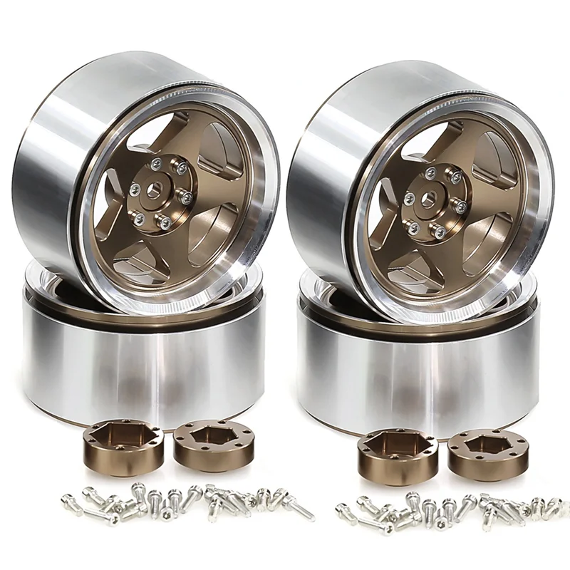 CABE-For RC Car 1/10 1/7 1/8 MK07 Wraith Ryft Compatible 4Pcs 2.6" 12/17MM Hex Changeable Beadlock Wheel Rim Set Negative Offset