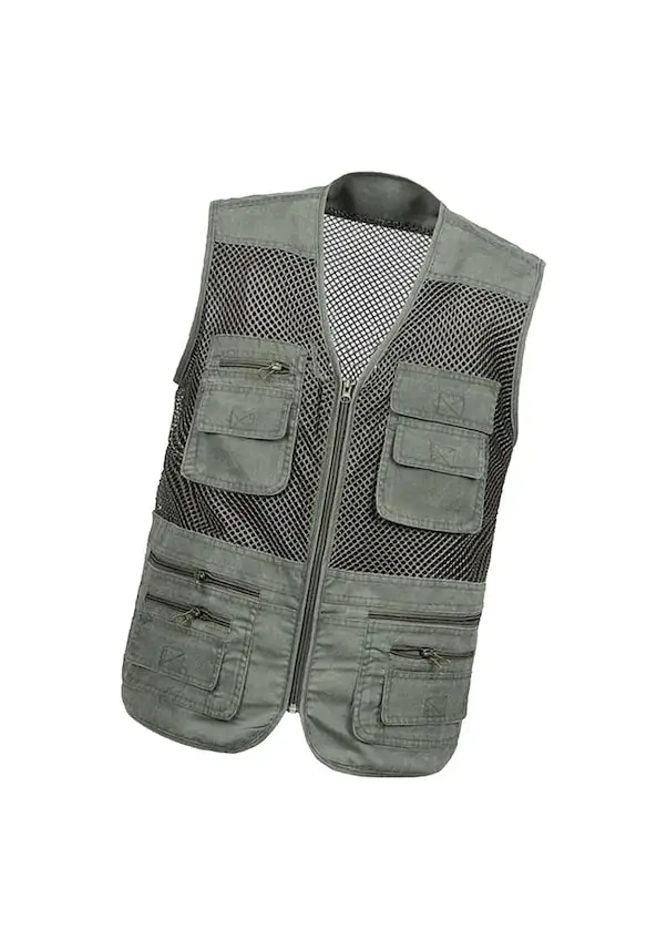 

Men's V-neck Multi-pocket Quick-drying Vest for Photography Outdoor Casual Wear 1x Casual Vest