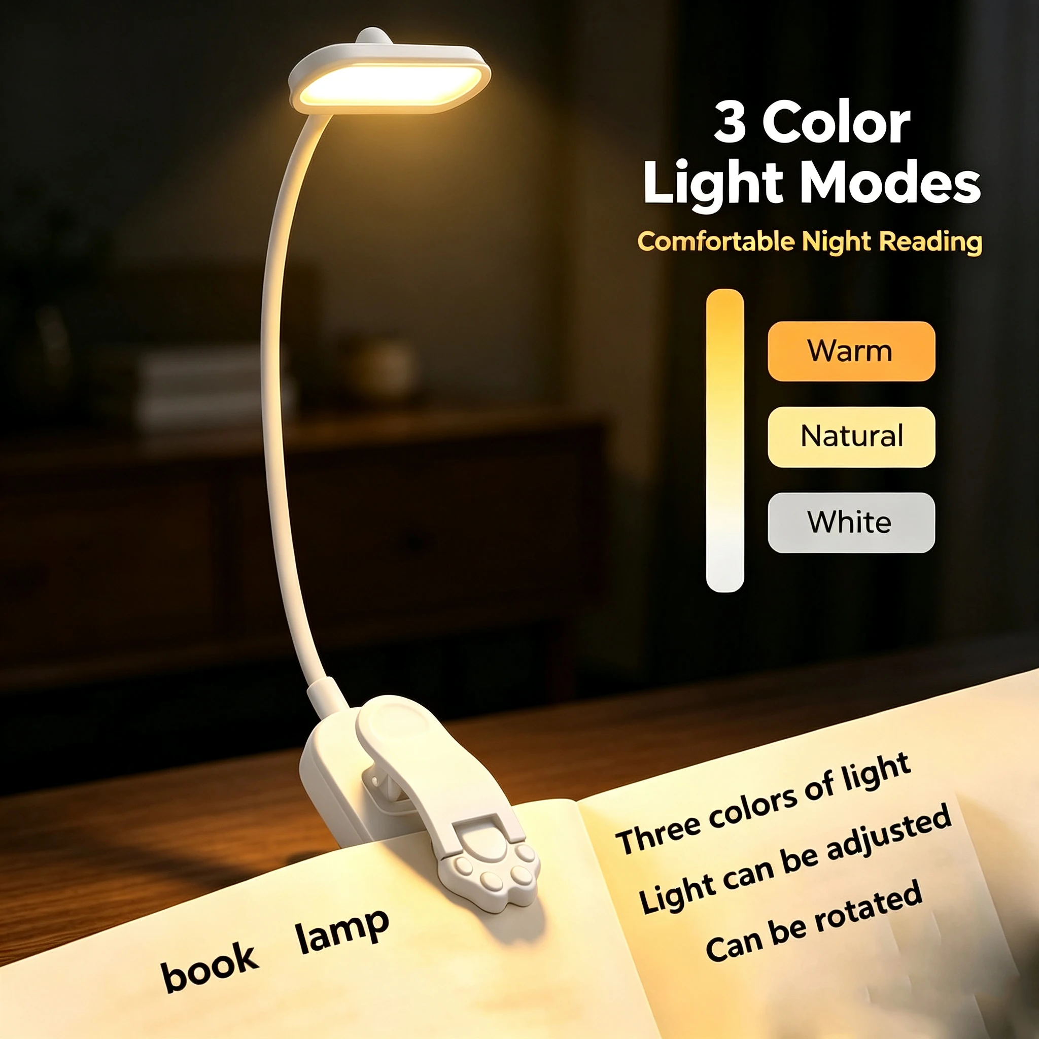 Photography Lighting Book - LED Book Light USB Rechargeable Reading