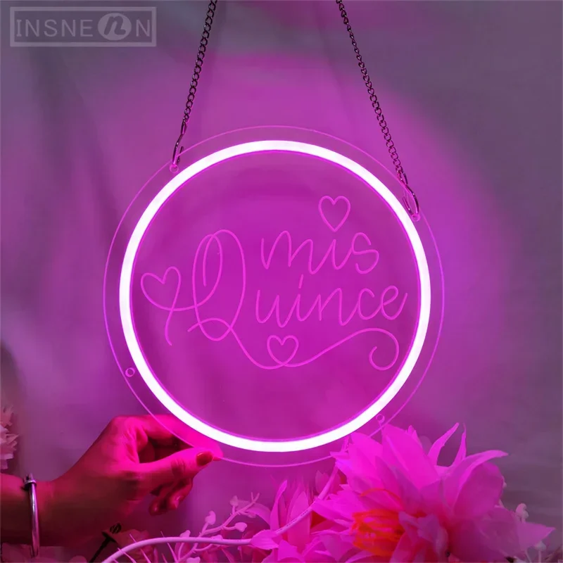 

Mis Quince Fifteen Neon LED Sign, Indoor Art, Carving Design, Wall Hanging Decor for Bedroom, Wedding Party, Girls Birthday