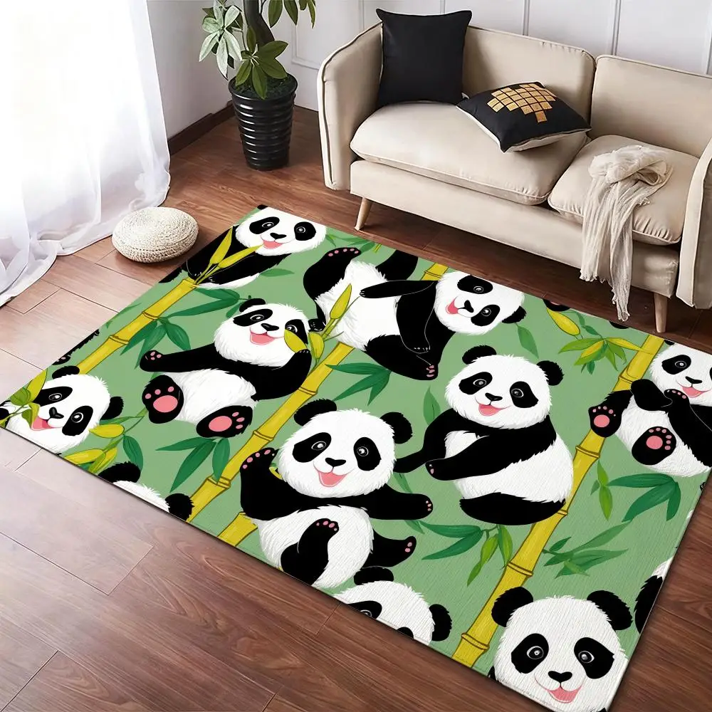 Niedliche Cartoon-Panda-Bodenmatte, Flanell-Teppiche, weiche Winter-Wärme-Bodenmatte, verdickt, rutschfest, für Wohnzimmer, Zuhause, Fußmatte