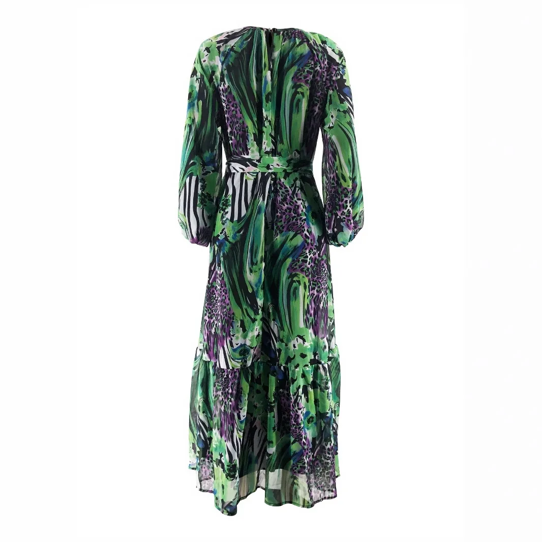 

Мусульманское платье в Дубае, женское Ближневосточное Абая с круглым вырезом, пояс с индивидуальным принтом, длинное темпераментное элегантное платье