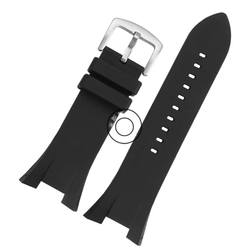 สายนาฬิกาข้อมือซิลิโคนกันน้ำสำหรับ Ax1803อาร์มานี่/Ax1802/Ax1050อุปกรณ์เสริมกลางแจ้งพร้อมอินเทอร์เฟซเว้า31X14มม. สายรัดของผู้ชาย