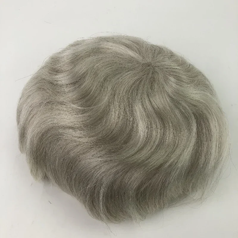 2025/Customize brown real white grey human hair Male Hair Prosthesis 0406 0608 0810 Full thin  men's toupee fast delivery