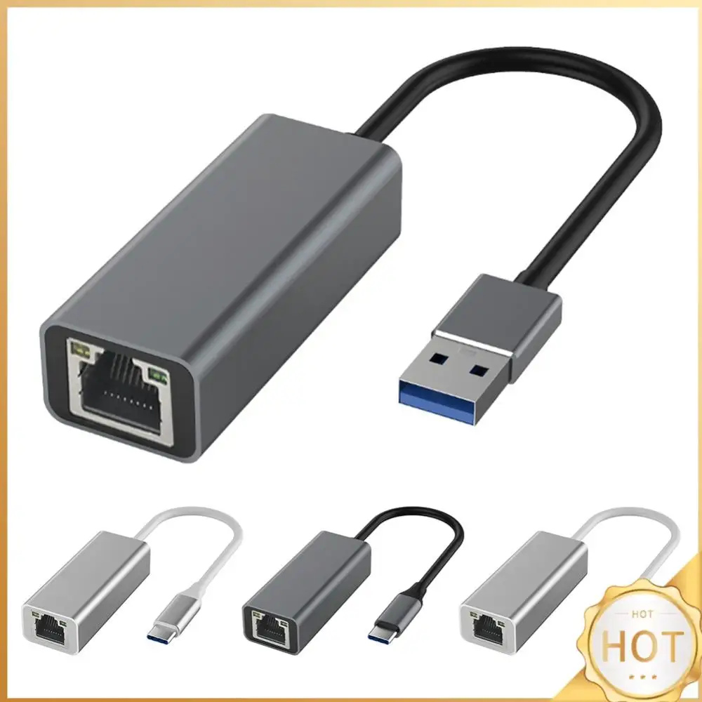 

Type-C To RJ45 Gigabit Ethernet Type-C To Ethernet Adapter 10/100/1000Mbps Wired LAN Adapter Aluminum Alloy for Computer Desktop