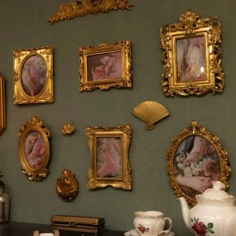 Vintage European-Style Palace Embossed Photo Frame, Carved Wall Decoration, Light Luxury Home Accessories for Elegant Displays