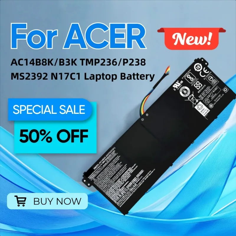 

For ACER AC14B8K/B3K TMP236/P238 MS2392 N17C1 Laptop Battery Give Away A Mouse Pad