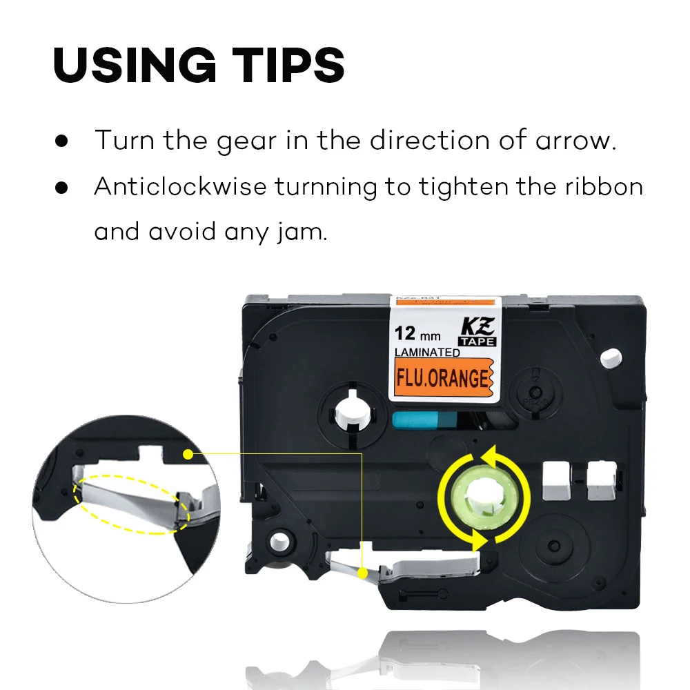 3pcs Fluorescent color Laminated label Tape Compatible tze-B31 TZE-C21 for brother p-touch label maker ribbon cassette