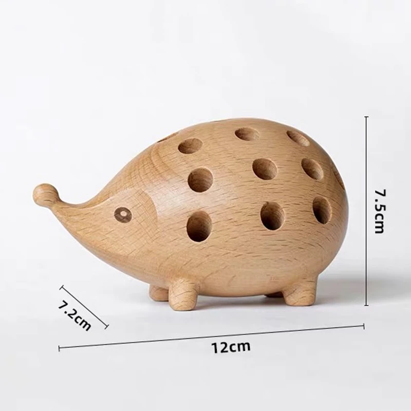 خشبي القنفذ 24 حفرة القلم إدراج حامل متعدد الوظائف مكتب حامل الأطفال جميل قلم رصاص حامل الموضة مع 24 ألوان القلم