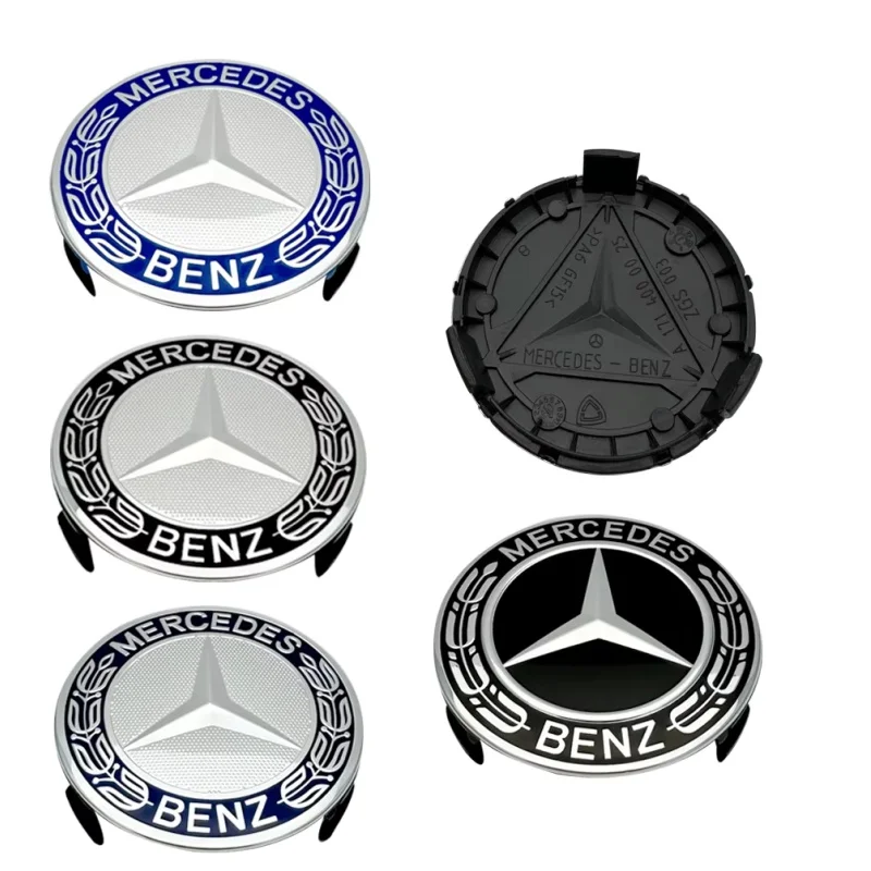 160pcs New Black 75mm For Mercedes Benz Wheel Center Caps Emblem Car Rim Dust-Proof Cover Logo Hub Badge Accessories A1714000025