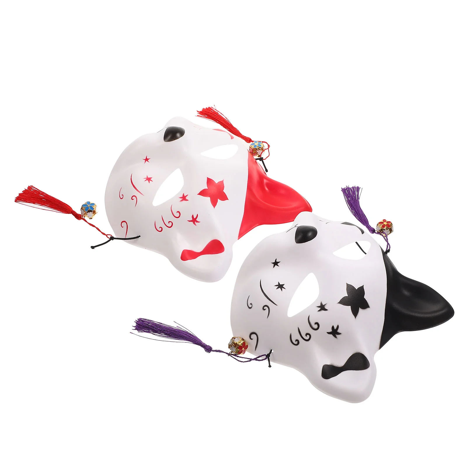 2 Pcs Decor Masquerade Mask Fox Festival Supply Props 19X16cm Decorative Animal Party Cat Multi-function Men and Women