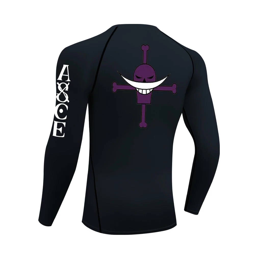 Men's Rash Guard Anime Manga Print Gym Compression Shirts Fitness Quick Dry Rashguard Sport Tops Tees Outdoor Summer SPF 50 Male