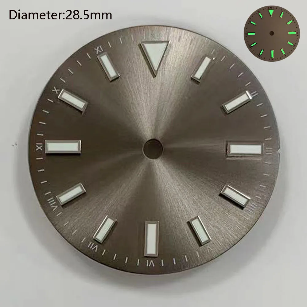 Mostrador nh35 de 28.5mm, cinza, azul, verde, sunburst, adequado para movimento mecânico automático nh35, acessórios de relógio, logotipo personalizado