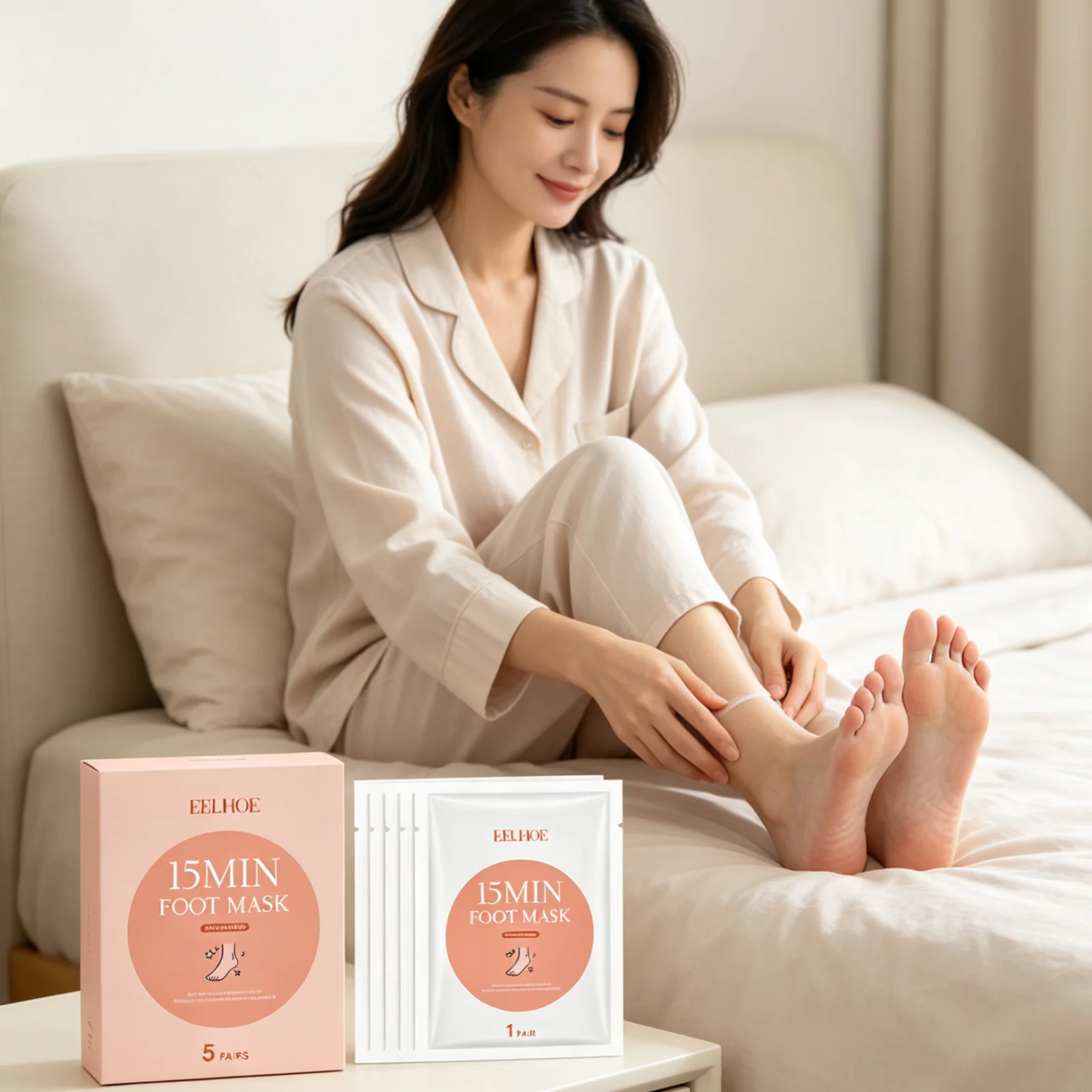EELHOE Moisturizing Foot Mask Gentle Exfoliating Remove Dead Skin Softens Cuticles Relieve Dryness Nourishing Foot Mask 5 Pairs view 5
