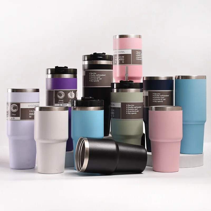 

30oz Large Capacity Portable Car Cup Stainless Steel Thermos Bottle with Straw Travel Vacuum Flask Insulated Cups Coffee Mug