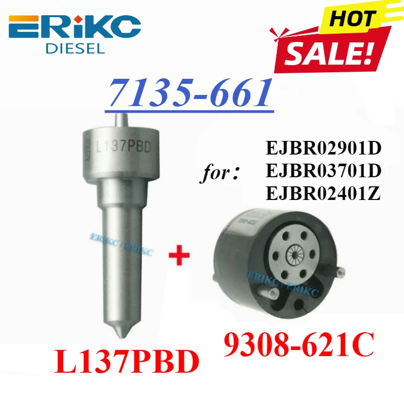 EJBR02901D EJBR03701D  EJBR02401Z Injector Repair kits 7135-661 Valve 9308-621C Nozzle L137PBD for Delphi Inyector