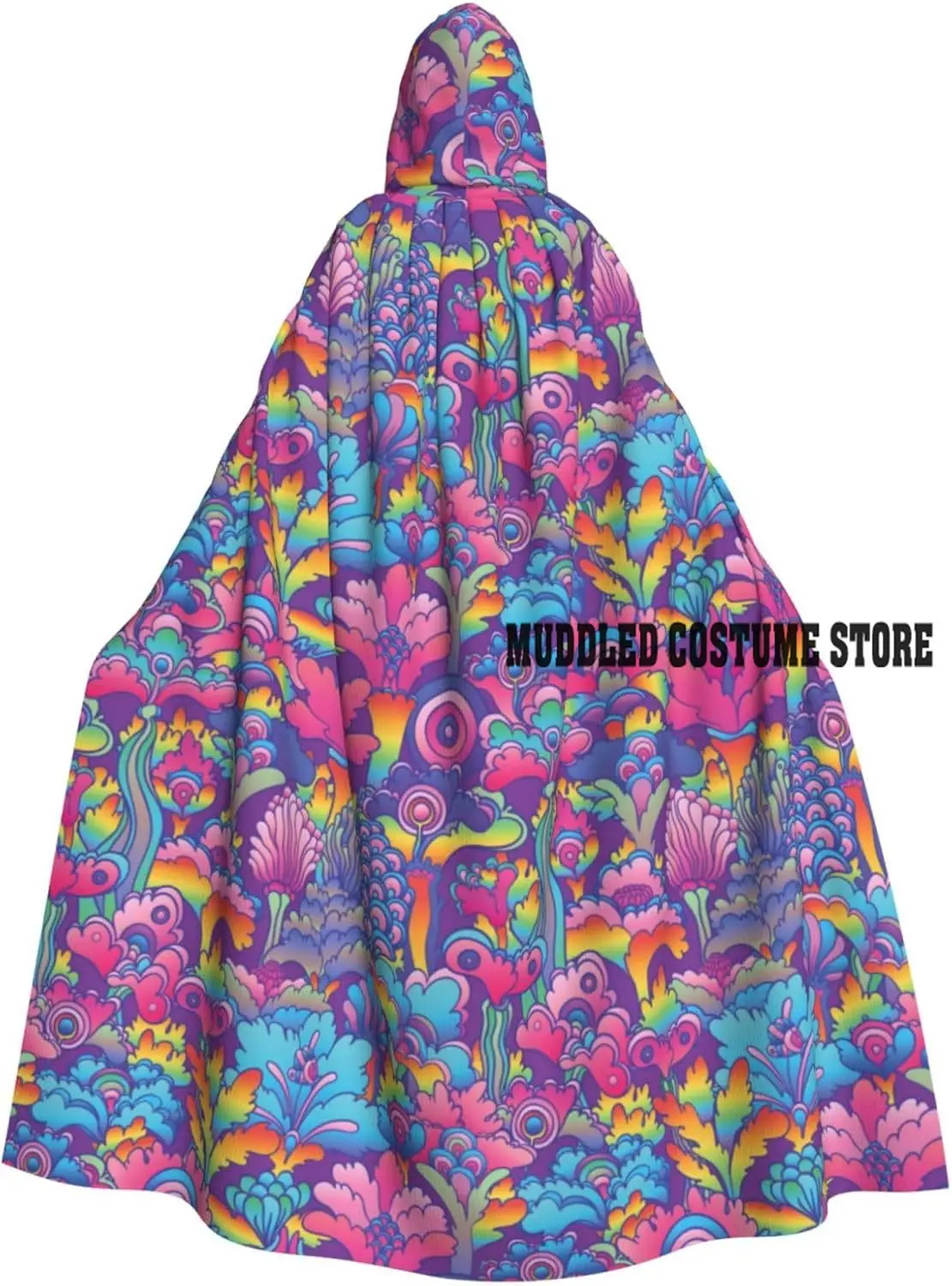 

Vintage Psychedelic Flower Unisex Adults Halloween Costumes Cape Hooded Cosplay Costume Robe Cloak Cape