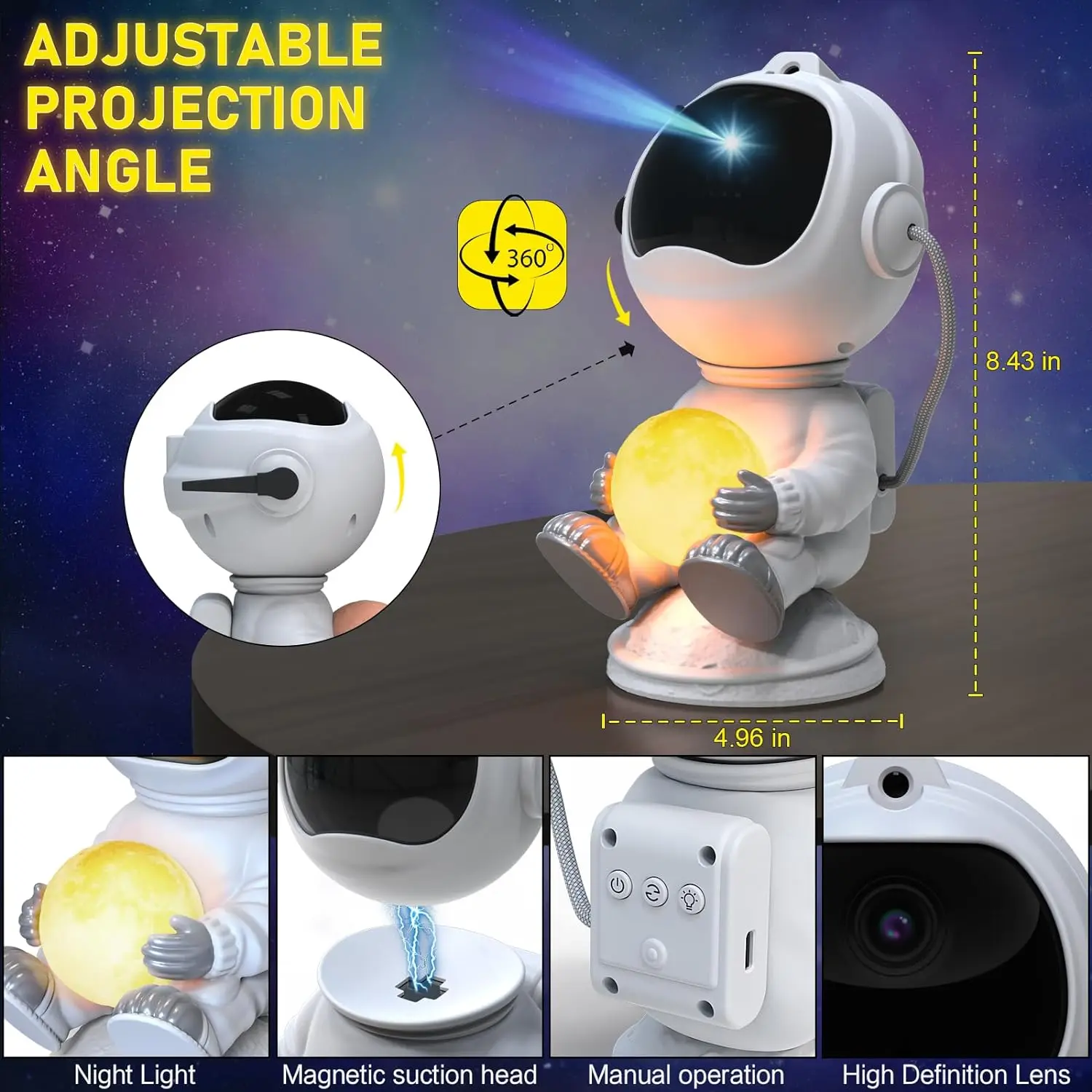 Astronaut starlight projector LED Aurora bedroom bedside table lamp astronaut plug plug atmosphere nightlight