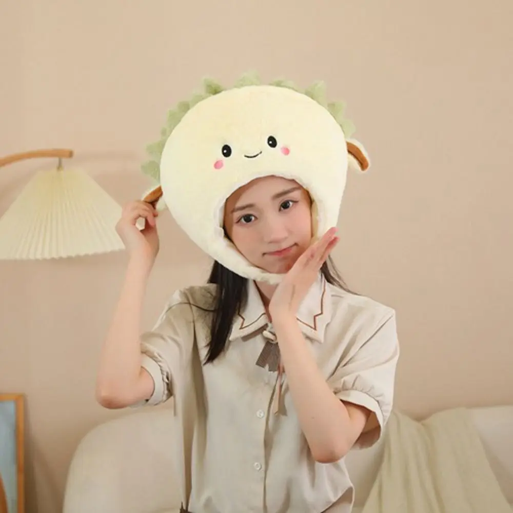 Stuffed Doll Plush Durian Hat Thick Fluffy Plush Hat Toys Comfort Collection Durian Plush Cap Children Gift