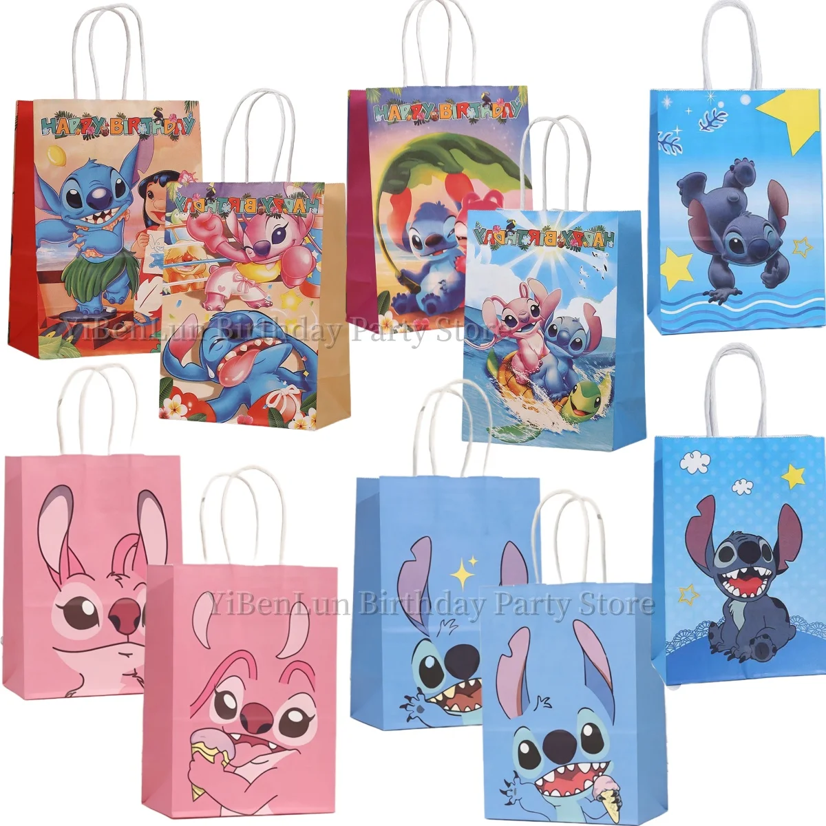 Disney Lilo&Stitch Paper Gift Bags Birthday Party Decor Angel Candy Gift Packaging Tote Bag Kid Girl Favors Baby Shower Supplies