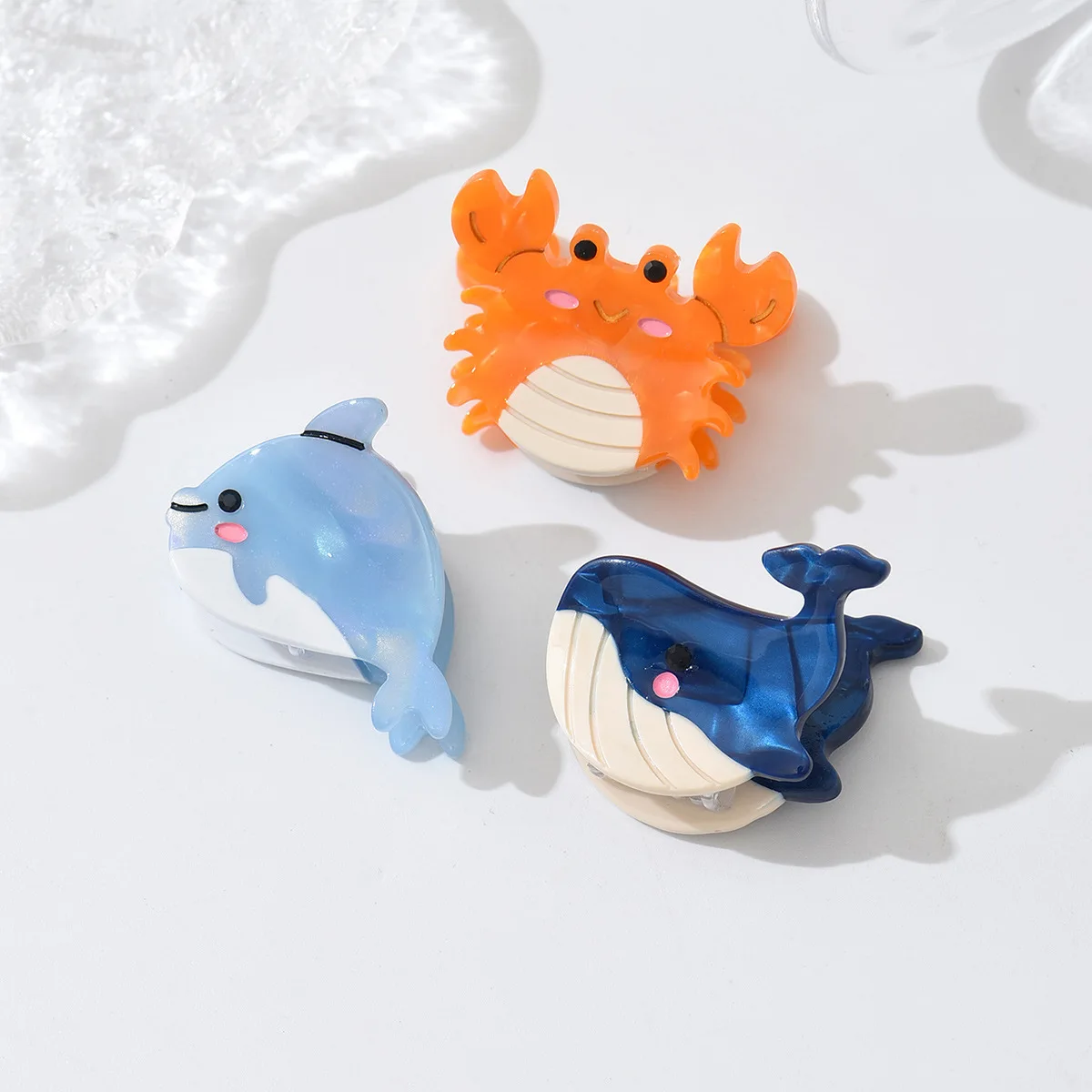 1 pieza lindo océano pequeño acetato agarre clip pequeña delicada ballena caballito de mar estrella de mar cangrejo agarre del pelo flequillo lateral clip de pelo