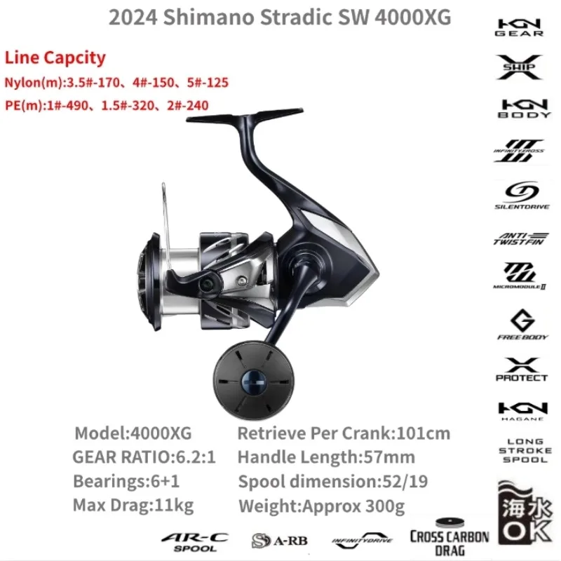 SHIMANO 2024 STRADIC SW Fishing Reel Spinning Reel 4000 5000 6000