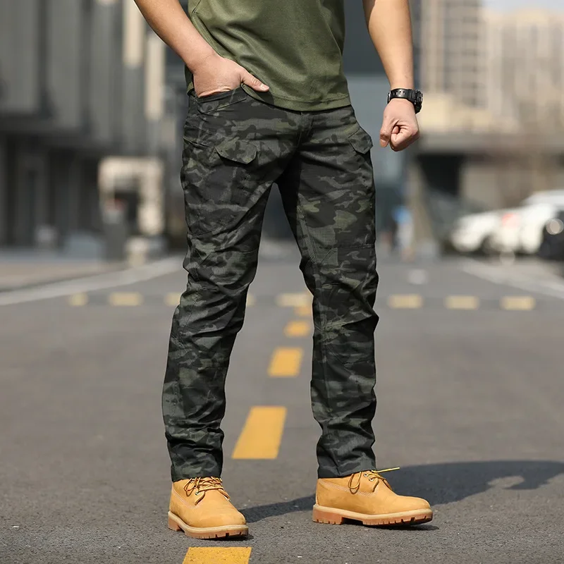 

6XL Pants Men Spring Autumn Thin Camouflage Trousers Overalls Multi-pocket Wear-resistant Casual Sports Training Pants