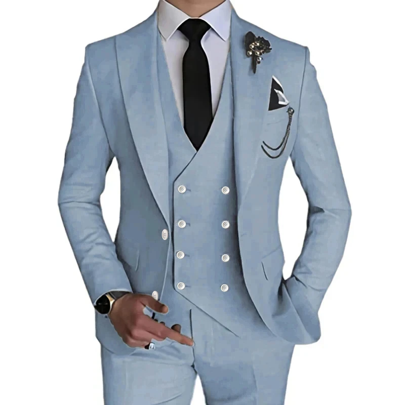 

Fashion Men Casual Boutique Business Slim Stretch Fabric Suit / Male Wedding Groom Best Man Dress Blazers Jacket Pants Vest