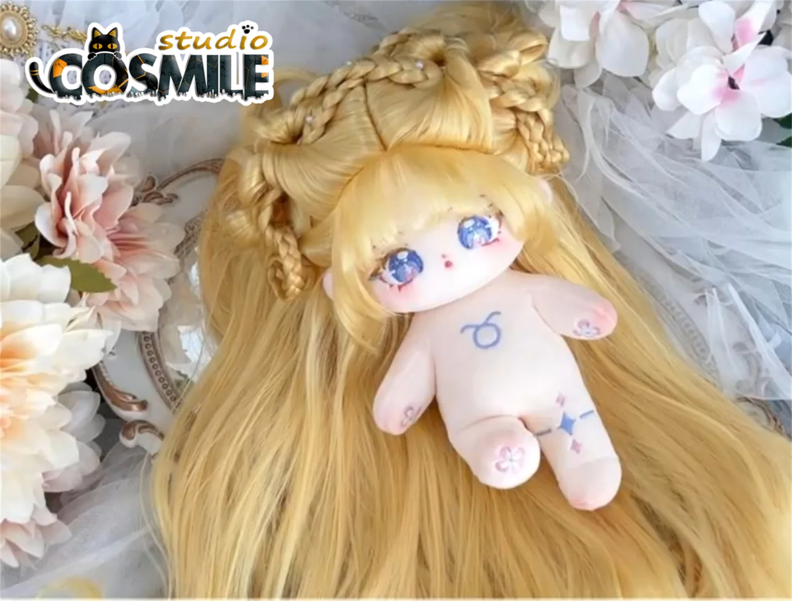 

Idol Princess Fairy Girl Moon Blond Hair Constellation Taurus Stuffed Plushie 20cm 28cm Plush Doll Body Clothes Dress Toy KK