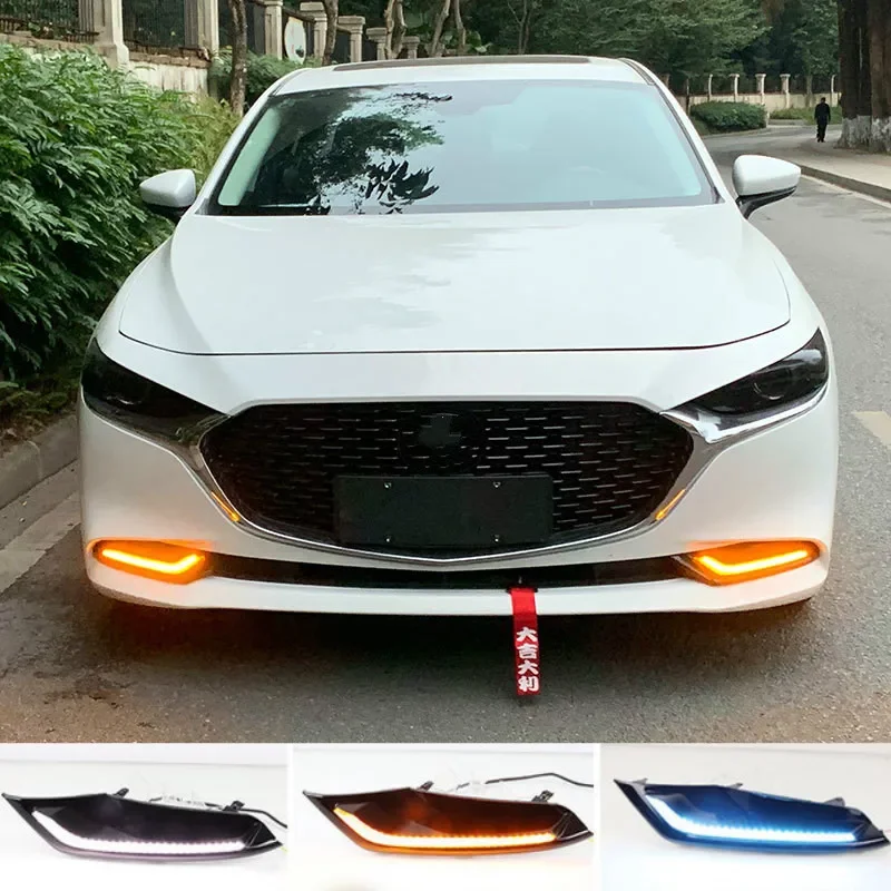 LED Daytime Running Light For Mazda 3 Axela 2019 2020 Waterproof 12V Yellow Turn Signal Indicator Light Bumper Lamp LED DRL