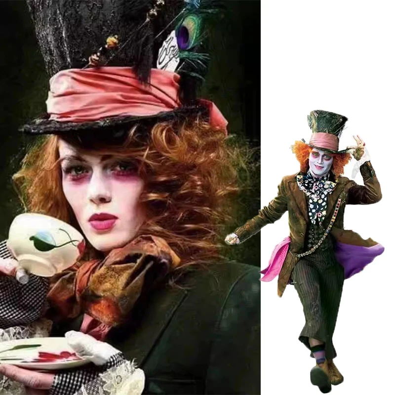 Alice Movie In Wonderland Johnny Depp Mad Cosplay Hatter Costume Jacket Pants Tie Suit Halloween Carnival Costumes For Adult Men