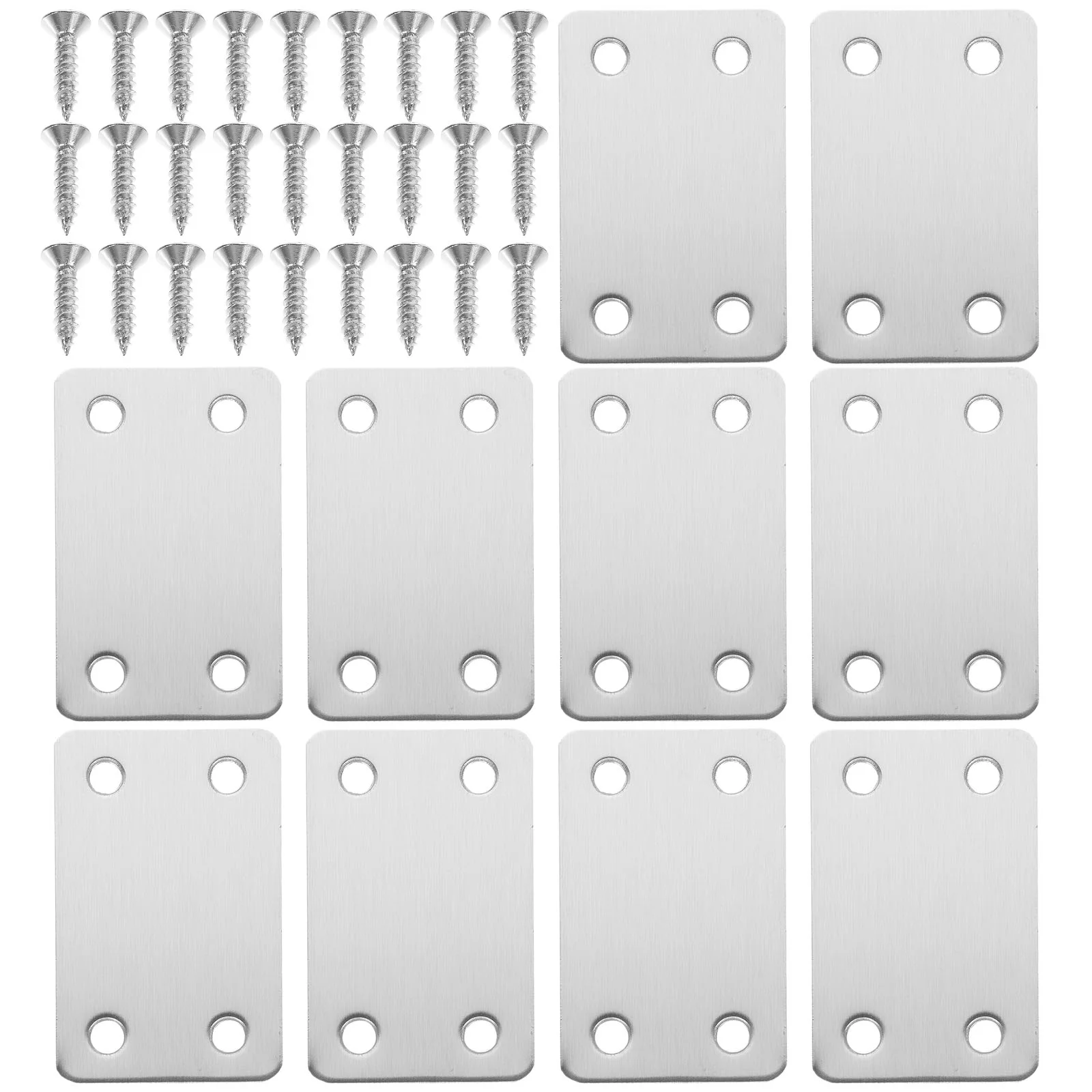 

10 Pcs Universal Stainless Lock Strike Plate Repair Board Brackets Metal Flat for Wood