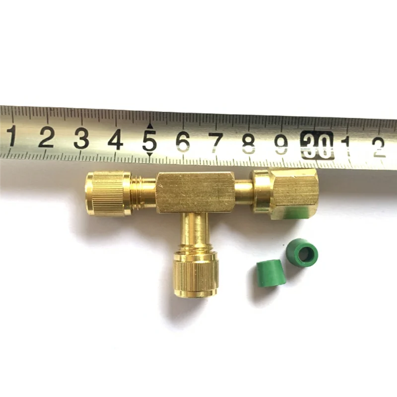 NOCM T-Adapter Met Draaibare 1/4 SAE Buitendraad Fittings Nieuwe Pomp Massief Messing Koeling Service Klep