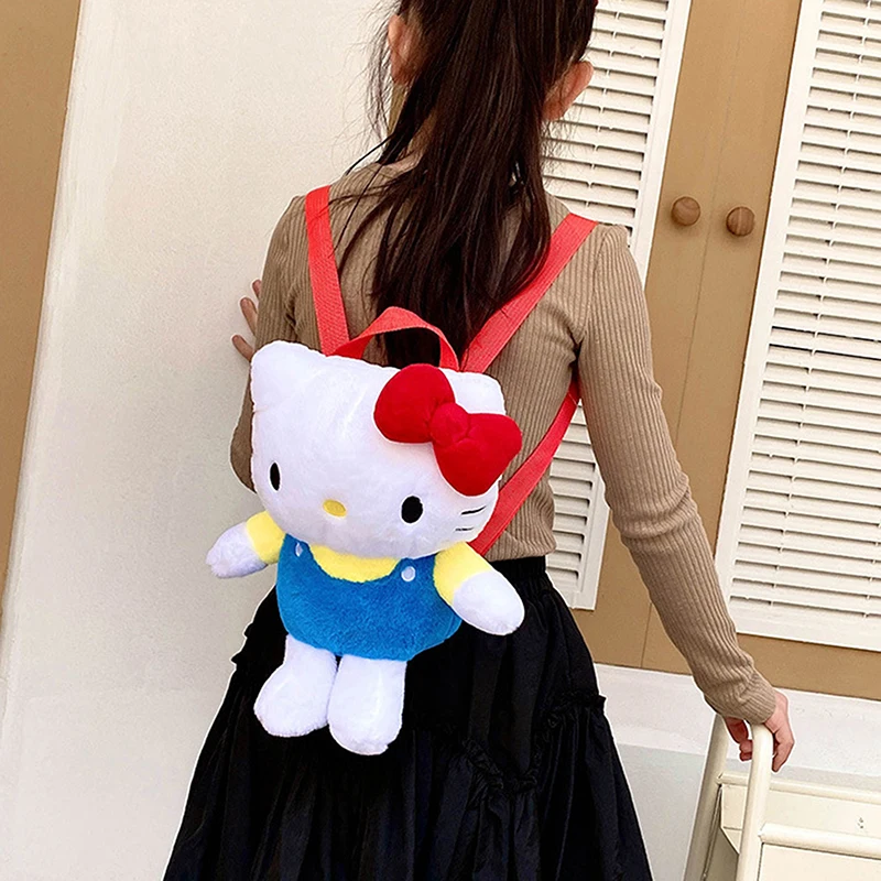 Female Kawaii KT Cat Backpack Sanrio Hello Kitty Womens Backpack Doll Plush Cute Japanese Fashion Small Luxury Purse